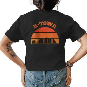 H-Town Retro Sunset Houston Pride Womens Back Print T-shirt | Mazezy