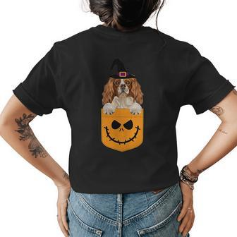 Halloween Pocket English Toy Spaniel Scary Jack O Lantern Womens Back Print T-shirt | Mazezy