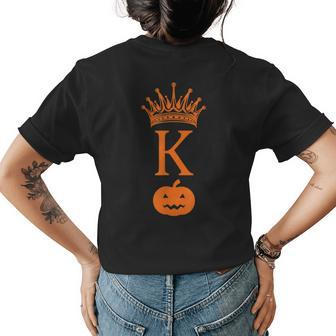 Halloween Pumpkin King Trick Treat Costume Fall Men Boys King Womens T-shirt Back Print | Mazezy