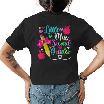 Happy Back To School Little Miss Second 2Nd Grader Girls Womens Back Print T-shirt | Mazezy