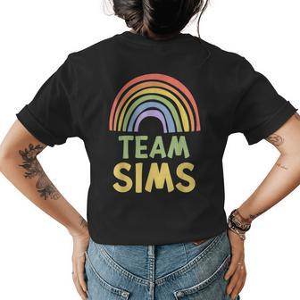 Happy Colorful Team Sims Rainbow Pride Green Yellow Womens Back Print T-shirt | Mazezy