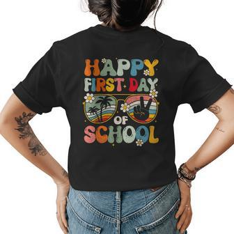 Happy First Day Of School Teacher Kid Welcome Back To School Womens Back Print T-shirt | Mazezy