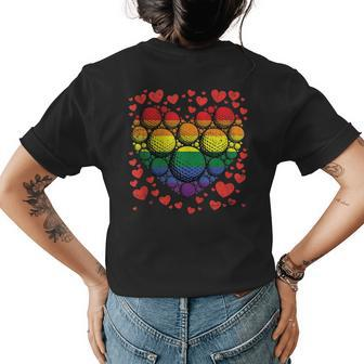 Heart Golf Gay Rainbow Pride Flag Lgbt-Q Retro Golfer Womens Back Print T-shirt | Mazezy
