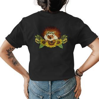 Hedgehog Sunflower Hedgehog Lover Gifts Womens Back Print T-shirt | Mazezy