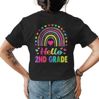 Hello 2Nd Grade Teacher Leopard Rainbow Back To School Womens Back Print T-shirt - Thegiftio UK