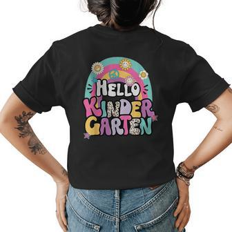 Hello Kindergarten Back To School Teacher Boy Girl First Day Womens Back Print T-shirt - Monsterry CA