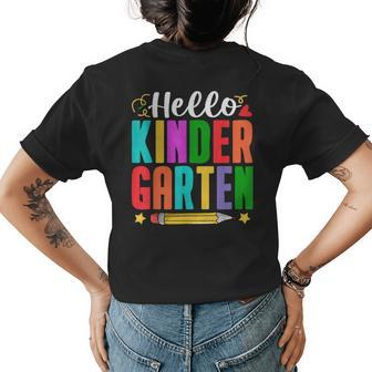 Hello Kindergarten First Day Of School Teachers Students Kid Womens Back Print T-shirt | Mazezy