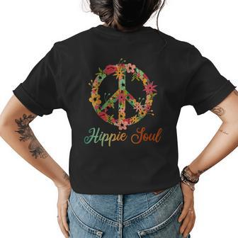 Hippie Soul Daisy Flower Peace Sign Flower Lover Womens Back Print T-shirt | Mazezy
