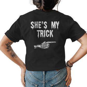 His Her Matching Halloween Costume Women Funny Couples Gift For Mens Gift For Women Women's Crewneck Short Sleeve Back Print T-shirt - Thegiftio UK