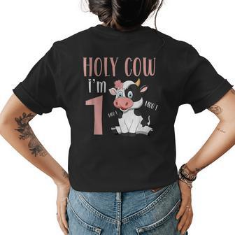 Holy Cow Im 1 Cow Girl Birthday 1 Year Old Womens Back Print T-shirt | Mazezy DE