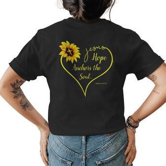 Hope Anchors The Soul Christian Bible Quote Hebrews 619 Womens Back Print T-shirt | Mazezy