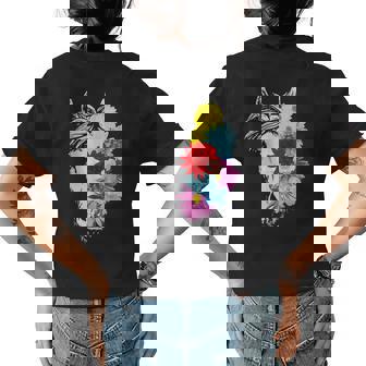 Horse Sunflower Cute Horseback Riding Flower Lover Gift Womens Back Print T-shirt | Mazezy