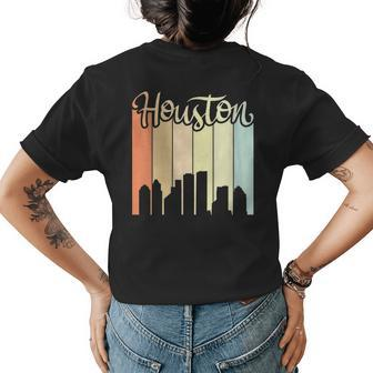 Houston - City Pride - Colorful Retro Skyline Silhouette Womens Back Print T-shirt | Mazezy