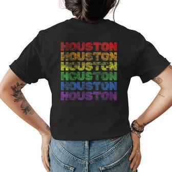 Houston Rainbow Pride Lgbt Distressed Look Womens Back Print T-shirt | Mazezy