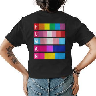 Human Lgbt Rainbow Gay Pride Womens Back Print T-shirt - Seseable