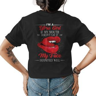 I Am A Libra Girl Red Lip Birthday Astrology Zodiac Sign Womens Back Print T-shirt | Mazezy