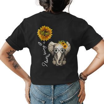 I Love Being A Mimi Sunflower Elephant Womens Back Print T-shirt | Mazezy
