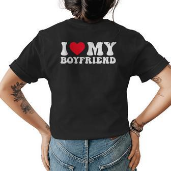 I Love My Boyfriend - I Heart My Boyfriend Groovy Couples Womens Back Print T-shirt | Mazezy
