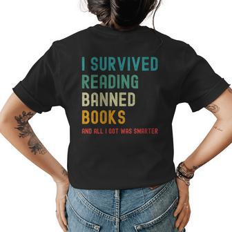 I Survived Reading Banned Books Book Lover Bookaholic Gift For Womens Womens Back Print T-shirt | Mazezy