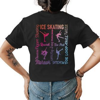 Ice Skating - Typography Girl Figure Skater Ice Skates Womens Back Print T-shirt - Seseable