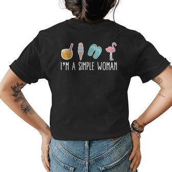 Im A Simple Woman Flamingo Womens Back Print T-shirt | Mazezy