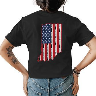 Indiana Usa Flag Fourth July 4Th Fathers Day Bbq Beer Summer Beer Funny Gifts Womens Back Print T-shirt | Mazezy
