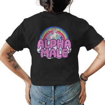 Ironic Alpha Male Unicorn Rainbow For Men Women Womens Back Print T-shirt - Seseable
