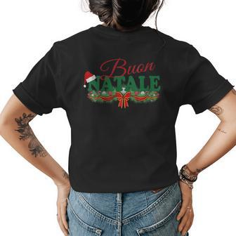 Italian Christmas Design Tanti Auguri Buon Natale Womens Back Print T-shirt | Mazezy