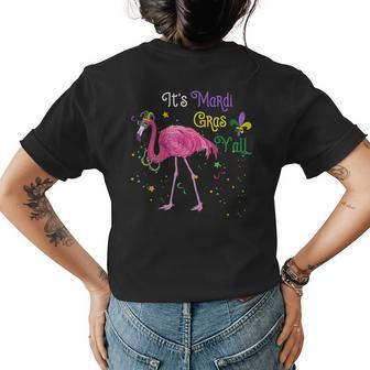Its Mardi Gras Yall Funny Flamingo Mardi Gras Womens Back Print T-shirt | Mazezy