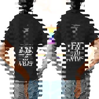 Jesus Had Two Dads Trendy Funny Cute Christian Gay Ally Womens Back Print T-shirt | Mazezy