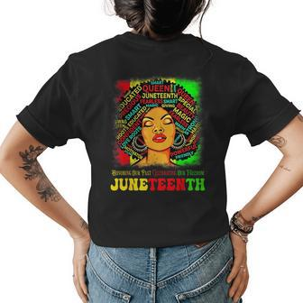 Junenth Black Queen Freedom Day African American Womens Back Print T-shirt - Seseable