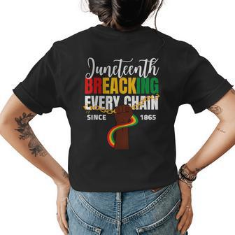 Junenth Fist Breaking Every Chain Since 1865 Men Women Womens Back Print T-shirt | Mazezy