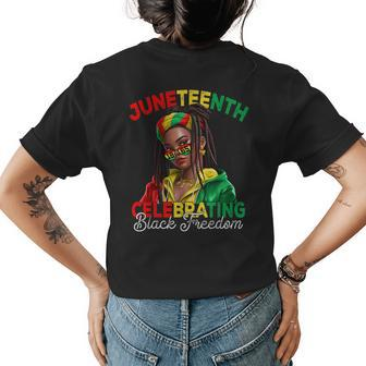 Junenth Women Celebrating Black Freedom 1865 African Girl Womens Back Print T-shirt - Seseable