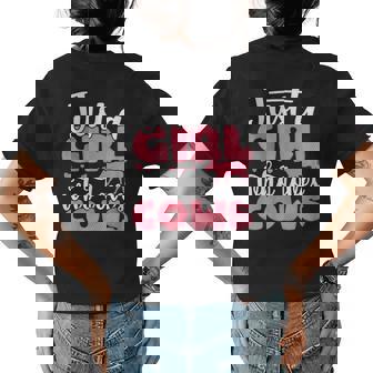 Just A Girl Who Loves Cows Funny Cow Farmer Gift Womens Back Print T-shirt | Mazezy