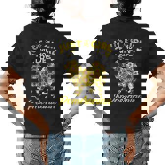 Just A Girl Who Loves Pomeranian Dog Floral Womens Back Print T-shirt | Mazezy