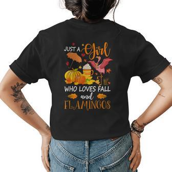 Just A Girl Who Loves Fall And Flamingo Halloween Flamingo Flamingo Halloween Womens T-shirt Back Print | Mazezy