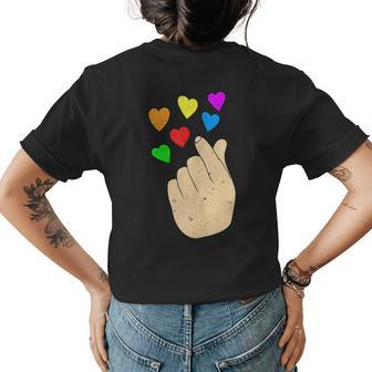 K-Pop Gay Pride Month Lgbtq Rainbow Hearts Lgbt Equality Womens Back Print T-shirt | Mazezy