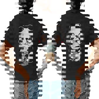 Kawaii Cute Boba Panda Bear Classic Bubble Pearl Milk Tea Gifts For Bear Lovers Funny Gifts Womens Back Print T-shirt | Mazezy