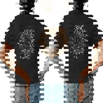 Leopard Sunflower Hippie Sunflower Cheetah Sunflower Womens Back Print T-shirt | Mazezy