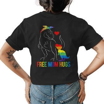 Lgbt Free Mom Hugs Dinosaur Rex Mamasaurus Ally Rainbow Flag Womens Back Print T-shirt | Mazezy CA