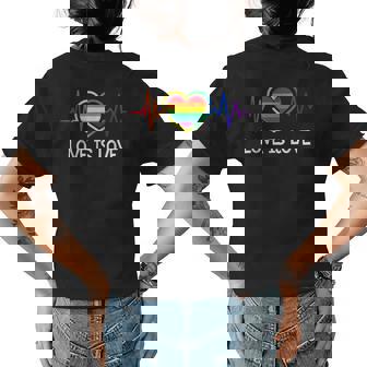 Lgbt Gay Pride Heartbeat Lesbian Gays Love Sexy Rainbow Gift Womens Back Print T-shirt | Mazezy