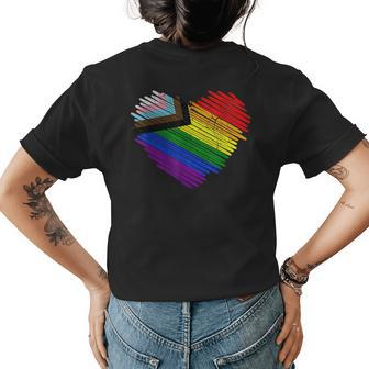 Lgbt The Modern Pride Flag Heart Pride Rainbow Womens Back Print T-shirt - Seseable