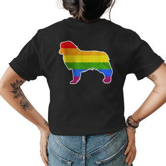 Lgbtq Australian Shepherd Dog Rainbow Gay Lesbian Pride Womens Back Print T-shirt | Mazezy