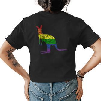 Lgbtq Gay Pride Rainbow Flag Love Heart- Australia Kangaroo Womens Back Print T-shirt | Mazezy