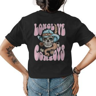 Long Live Snake Cowboy Killers Skull Toxic Flower Retro Gifts For Snake Lovers Funny Gifts Womens Back Print T-shirt | Mazezy