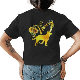 Love Cattle Dog Sunflower For Dog Lover Gifts Womens Back Print T-shirt | Mazezy