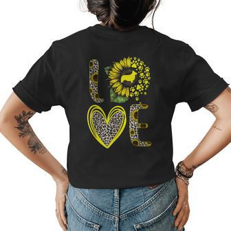 Love Corgi Sunflower For Dog Lover Gifts Womens Back Print T-shirt | Mazezy