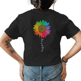 Love Is Love Sunflower Gay Pride Rights Lgbtq Womens Back Print T-shirt | Mazezy
