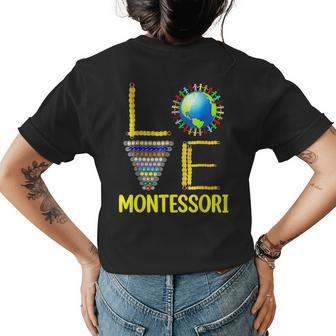 Love Montessori Teacher Montessori Education Back To School Womens Back Print T-shirt | Mazezy