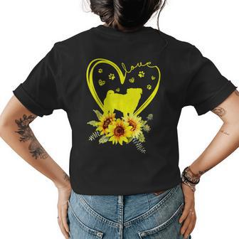 Love Pug Sunflower For Dog Lover Gifts Womens Back Print T-shirt | Mazezy